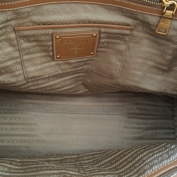 PRADA AUTHENTIC LOGO JACQUARD CALF LEATHER TOTE - Picture 3 of 8